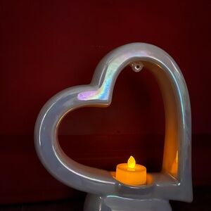 🔥 iridescent Ceramic Heart Shaped Wall Pocket Poland Garden Decor Cute Spring